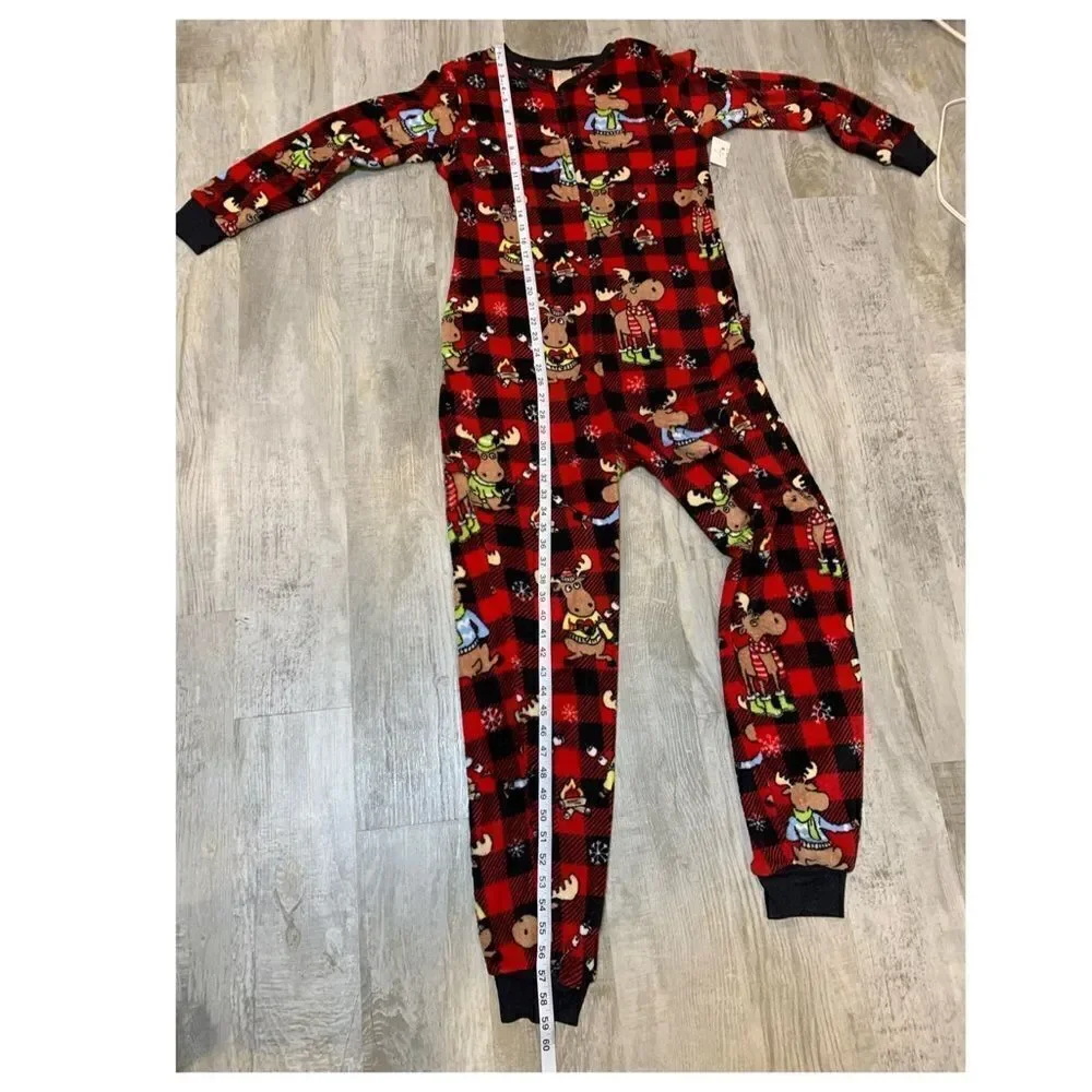 NWT Trap door flannel red/black checked moose sleeper sz S